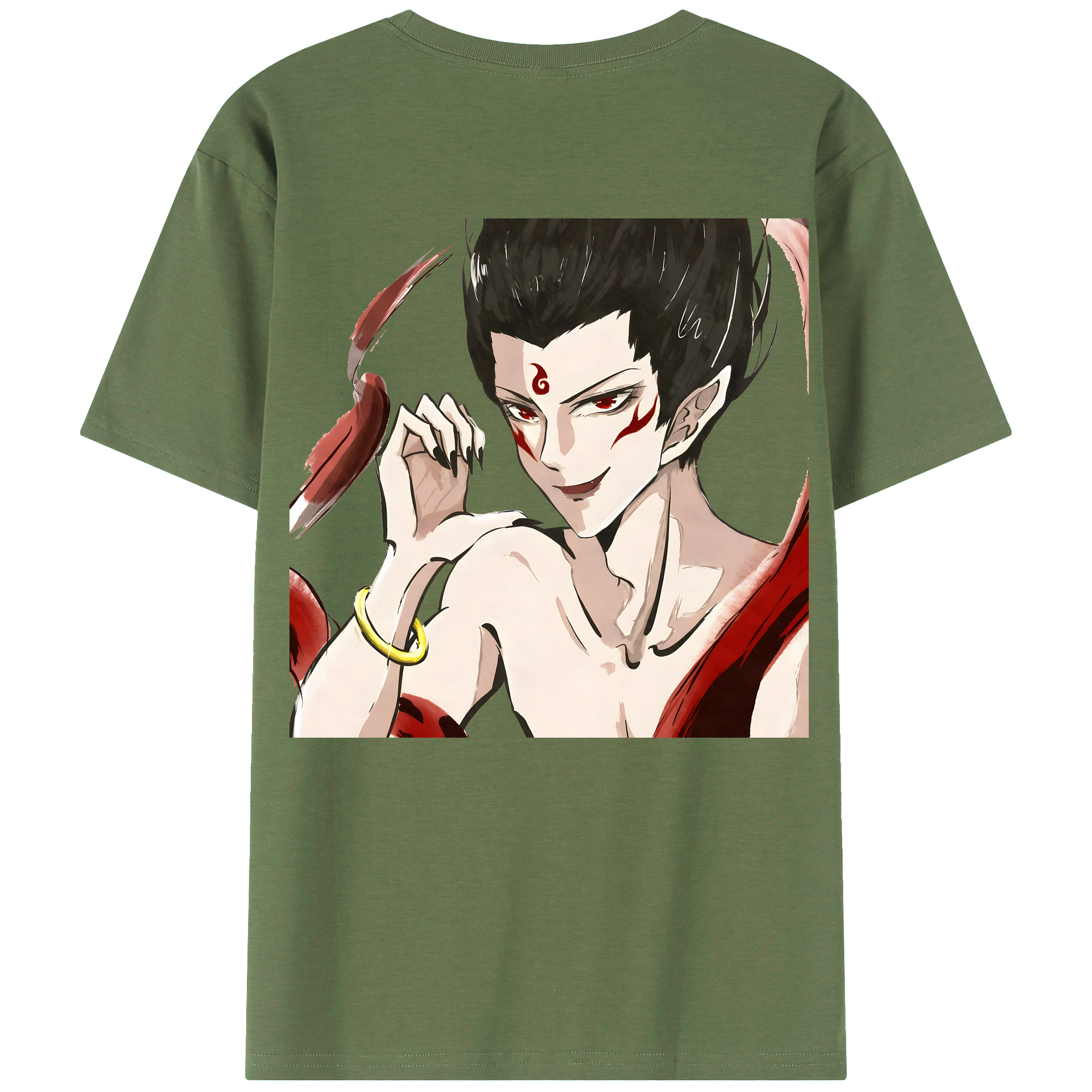 （画像用） Ne Zha 2 ナタ 魔童の大暴れ 綿100％ メンズ半袖Tシャツ（バックプリント） 通気性